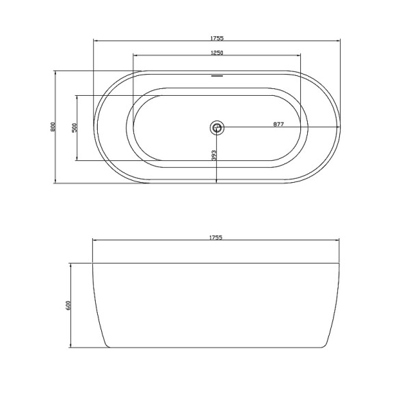 Акриловая ванна Abber AB9219 175x80 без гидромассажа
