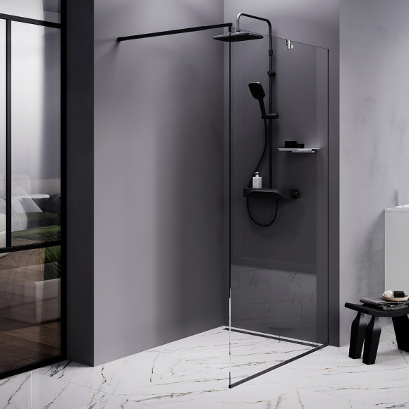 Душевая перегородка AM.PM Func 110 W84WI-110-F1-BTE профиль Черный стекло прозрачное Душевая перегородка AM.PM Func 110 W84WI-110-F1-BTE профиль Черный стекло прозрачное