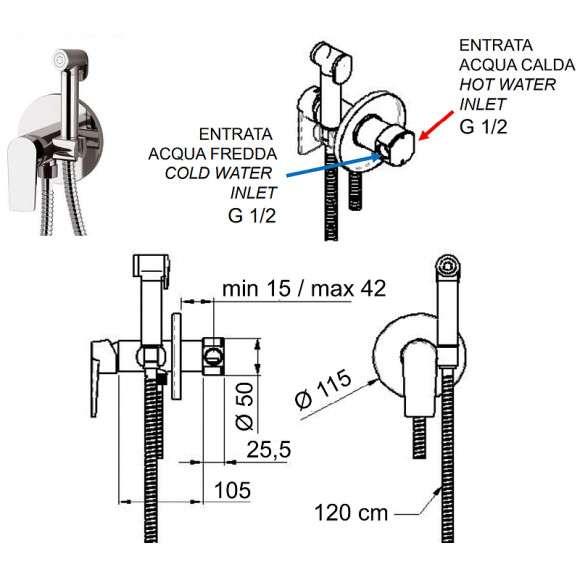 Гигиенический душ со смесителем Remer Dream D65W Хром Гигиенический душ со смесителем Remer Dream D65W Хром