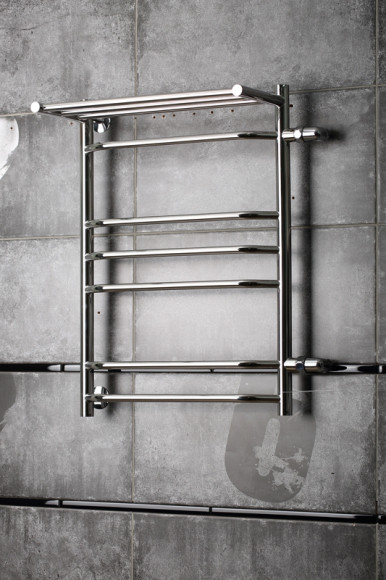 Водяной полотенцесушитель Тругор Браво 3 П ПМ R 80x40 с полкой Хром Водяной полотенцесушитель Тругор Браво 3 П ПМ R 80x40 с полкой Хром