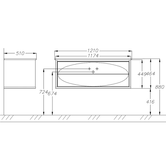 Тумба под раковину Opadiris Ибица 120 00-00007079 подвесная Белая глянцевая Золото