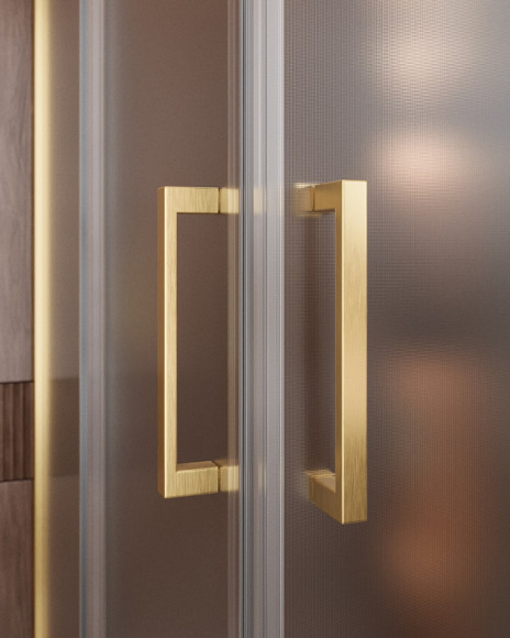 Душевой уголок Cezares Molveno 90x90 MOLVENO-A-2-90-P-BORO профиль Брашированное золото стекло рифленое