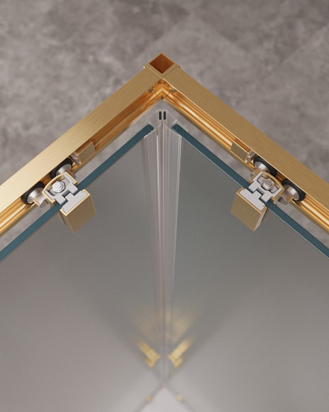 Душевой уголок Cezares Molveno 90x90 MOLVENO-A-2-90-P-BORO профиль Брашированное золото стекло рифленое