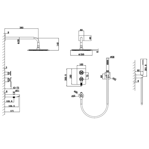 Душевая система Bronze de Luxe 1760'S 6630CG Золото матовое Душевая система Bronze de Luxe 1760'S 6630CG Золото матовое