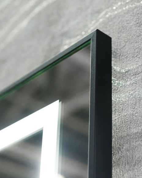 Зеркало BelBagno Kraft 70 SPC-KRAFT-700-900-LED-TCH-WARM-NERO с подсветкой Черное с сенсорным выключателем и подогревом