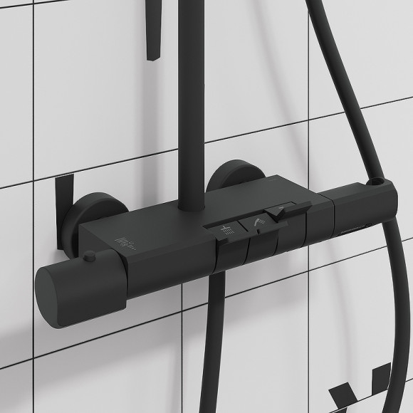 Душевая система Iddis SpaHome SPHBLTKi06 с термостатом Черная матовая