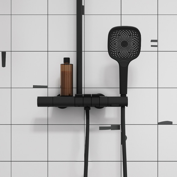 Душевая система Iddis SpaHome SPHBLTKi06 с термостатом Черная матовая