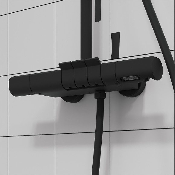 Душевая система Iddis SpaHome SPHBLTKi06 с термостатом Черная матовая