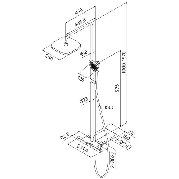 Душевая система Iddis SpaHome SPHBLTKi06 с термостатом Черная матовая