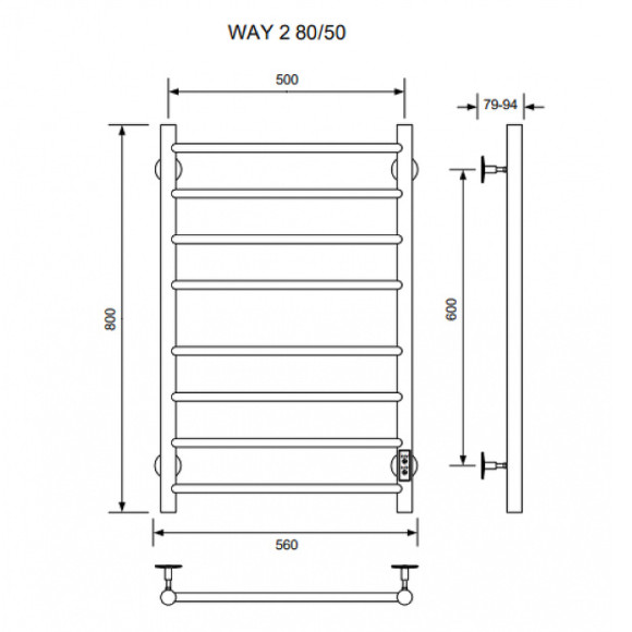 Электрический полотенцесушитель Ника Way-2 80/50 U Хром