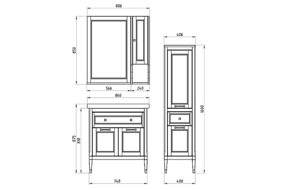 Зеркало ASB-Woodline Гранда 60 11483 Grigio Зеркало ASB-Woodline Гранда 60 11483 Grigio
