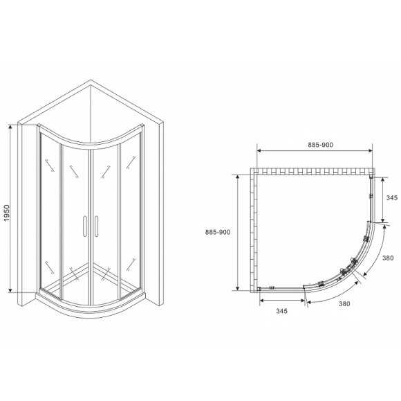 Душевой уголок Abber Schwarzer Diamant 90x90 AG01090 профиль Хром стекло прозрачное Душевой уголок Abber Schwarzer Diamant 90x90 AG01090 профиль Хром стекло прозрачное