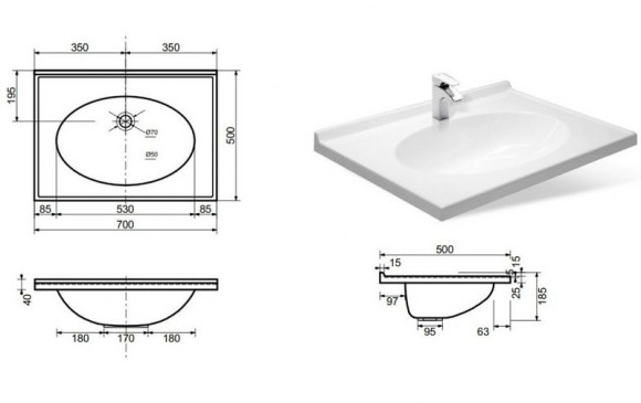 Раковина Эстет Лилия 70 ФР-00000784 Белая Раковина Эстет Лилия 70 ФР-00000784 Белая