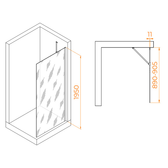 Душевая перегородка RGW Walk In WA-102W 90 351010209-15 профиль Белый стекло прозрачное Душевая перегородка RGW Walk In WA-102W 90 351010209-15 профиль Белый стекло прозрачное