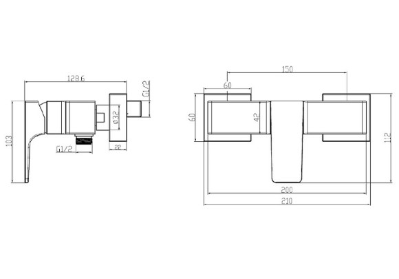 Смеситель для душа Villeroy&Boch Architectura Square TVS12500100061 Хром Смеситель для душа Villeroy&Boch Architectura Square TVS12500100061 Хром
