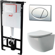 Комплект унитаза Ceramicanova Forma CN3009 с инсталляцией Alcaplast Sadromodul AM101/1120-3:1 RU M71-0001 с сиденьем Микролифт и клавишей смыва Хром