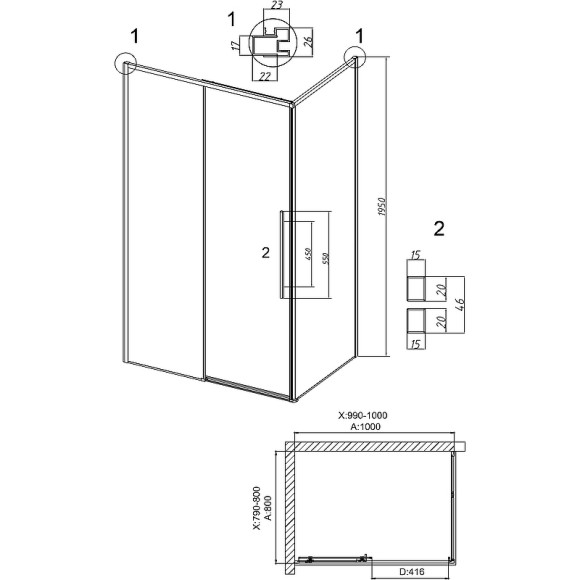 Душевой уголок Grossman Galaxy 100х80 120.K33.01.1080.42.00 профиль Графит сатин стекло прозрачное Душевой уголок Grossman Galaxy 100х80 120.K33.01.1080.42.00 профиль Графит сатин стекло прозрачное