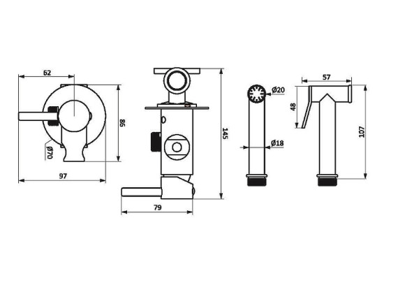 Гигиенический душ со смесителем Damixa Option 217000000 Черный матовый