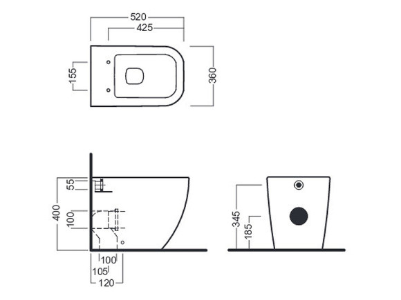 Унитаз Hatria Bianca Y3AL01 приставной без сиденья Унитаз Hatria Bianca Y3AL01 приставной без сиденья