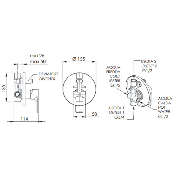 Смеситель для душа Remer Energy EY09 Хром Смеситель для душа Remer Energy EY09 Хром