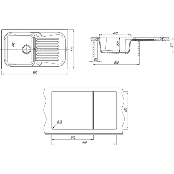 Кухонная мойка Florentina Арона-860 20.225.D0860.302 Антрацит Кухонная мойка Florentina Арона-860 20.225.D0860.302 Антрацит
