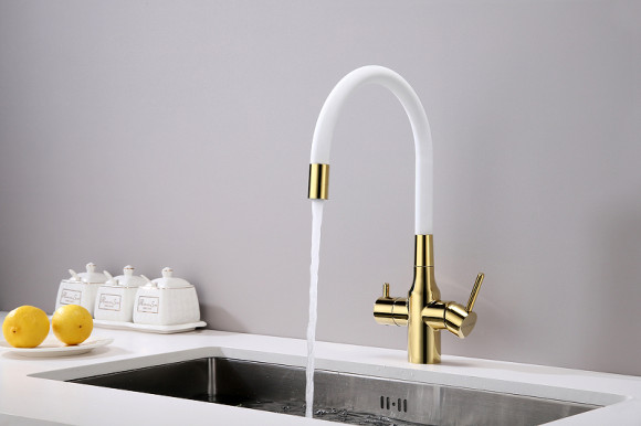 Смеситель для кухни Paulmark Salix Sa213419-Gw Золото Белый