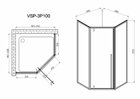 Душевой уголок Vincea Penta 100х100 VSP-3P100CL профиль Хром стекло прозрачное
