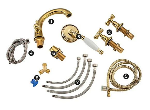 Смеситель на борт ванны Gappo G89-6 G1189-6 Золото