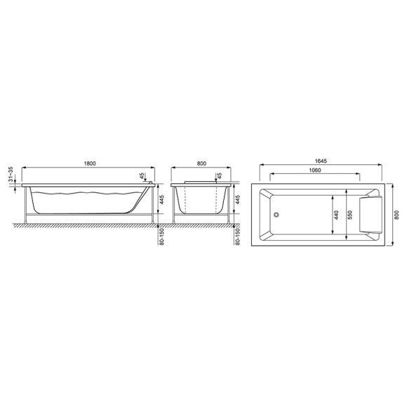 Акриловая ванна Jacob Delafon Sofa 180x80 Е60516RU-00 без гидромассажа