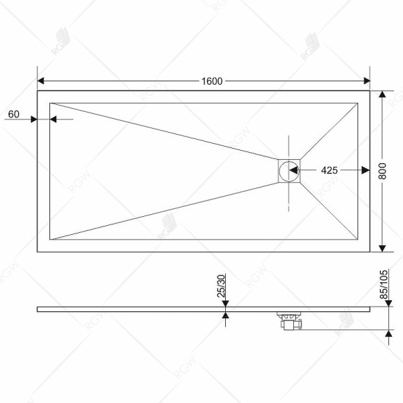 Душевой поддон из искусственного камня RGW STT ST-0168W 80x160x2,5 Белый Душевой поддон из искусственного камня RGW STT ST-0168W 80x160x2,5 Белый