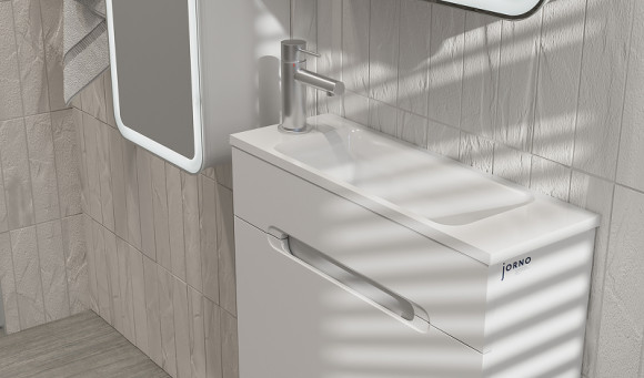 Тумба под раковину Jorno Modul 60 Mol.01.60/P/W/JR подвесная Белая