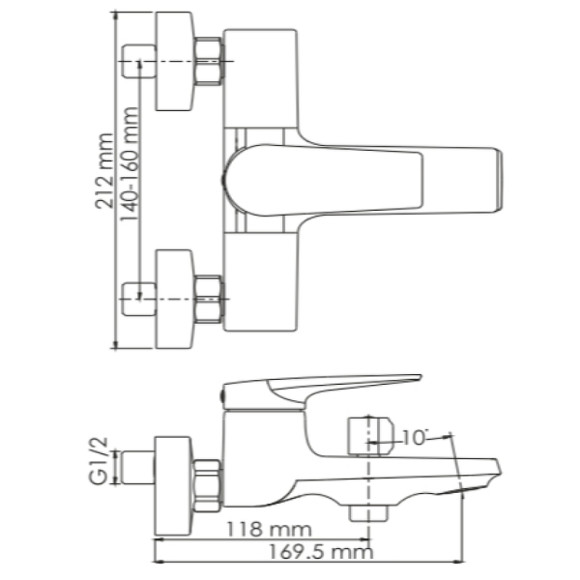 Смеситель для ванны WasserKRAFT Glan 6601 Черный глянцевый