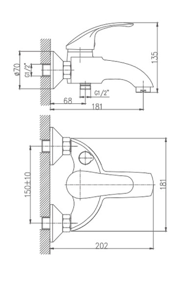 Смеситель для ванны Haiba HB3221 Хром