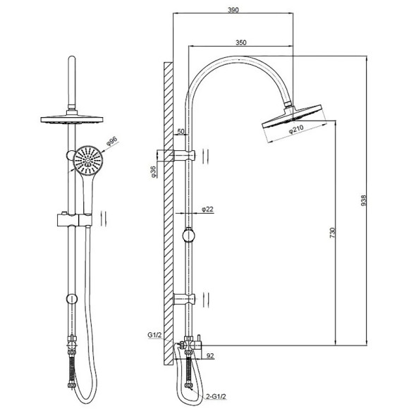 Душевая система ESKO ST01 Хром Душевая система ESKO ST01 Хром