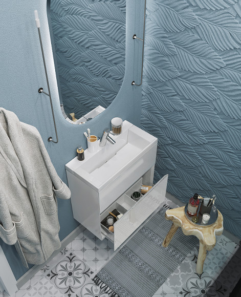 Тумба с раковиной Marka One Bumble 50П У88748 подвесная Белая