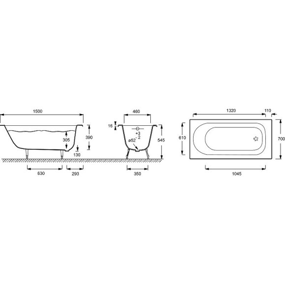 Чугунная ванна Jacob Delafon Soissons 150x70 E2941-00 Белая