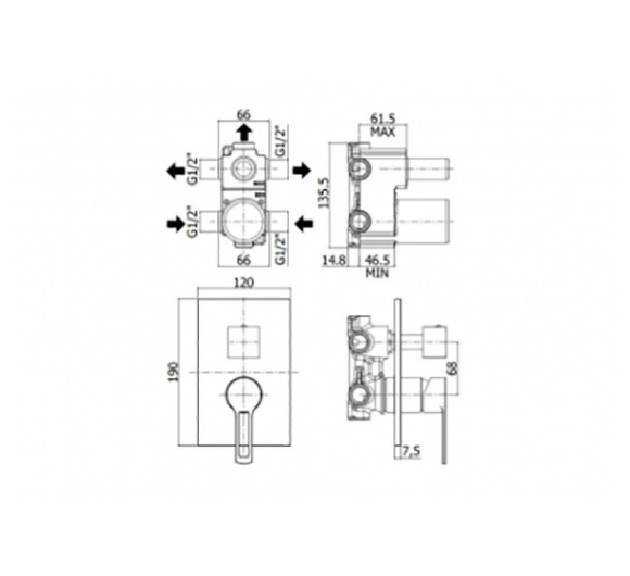 Смеситель для душа Paffoni Rock RO018CR/M Хром Смеситель для душа Paffoni Rock RO018CR/M Хром