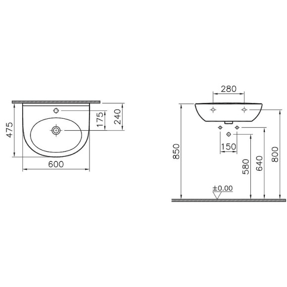 Раковина Vitra Zentrum 60 5786B003-0001 Белая Раковина Vitra Zentrum 60 5786B003-0001 Белая