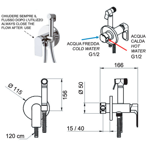 Гигиенический душ со смесителем Remer Infinity I65WDO Золото глянцевое Гигиенический душ со смесителем Remer Infinity I65WDO Золото глянцевое