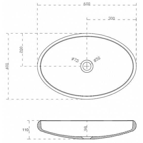 Раковина-чаша Abber Stein 60 AS2614 Белая матовая Раковина-чаша Abber Stein 60 AS2614 Белая матовая