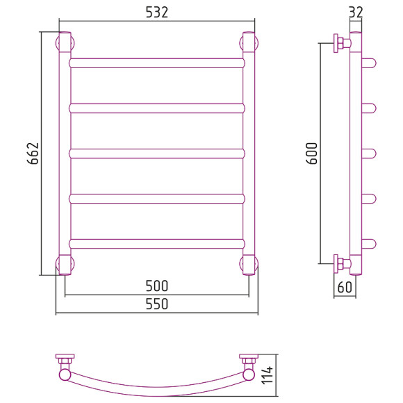 Водяной полотенцесушитель Сунержа Галант+ 600х500 30-0200-6050 Белый матовый