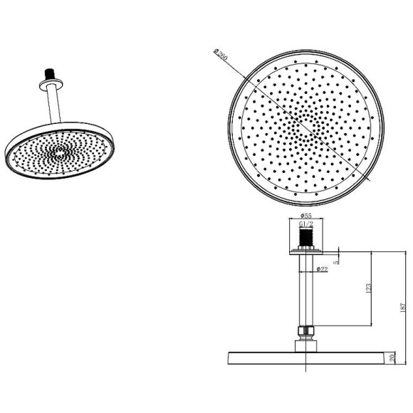 Верхний душ Aquatek AQ2070MB Черный матовый Верхний душ Aquatek AQ2070MB Черный матовый
