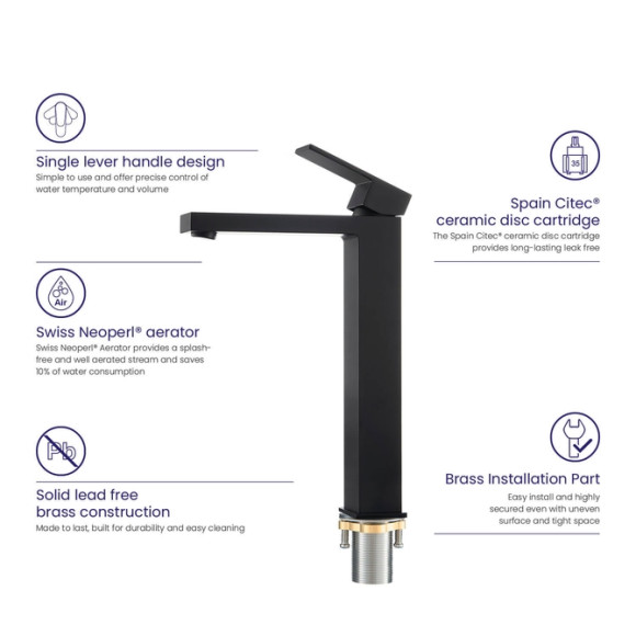 Смеситель для раковины Timo Selene 3061/03F Черный Смеситель для раковины Timo Selene 3061/03F Черный