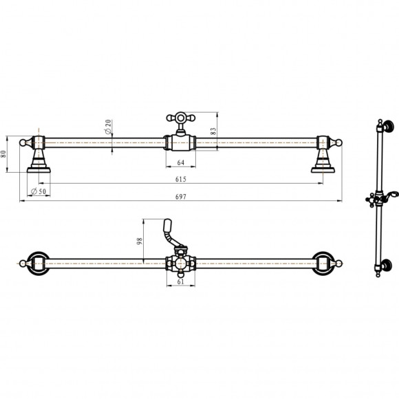 Душевая штанга Boheme Imperiale 417 Золото