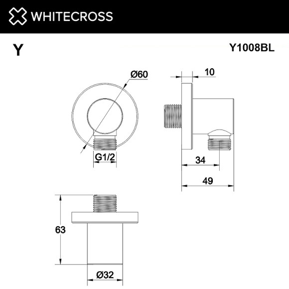 Шланговое подключение Whitecross Y black Y1008BL Черное матовое Шланговое подключение Whitecross Y black Y1008BL Черное матовое