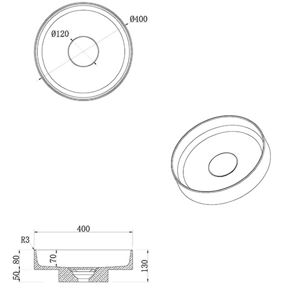 Раковина-чаша Boheme Corian 40 801-CLCT Calacatta