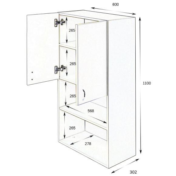 Подвесной шкаф Orange Смайл 60 SM-60SR3 Белый Подвесной шкаф Orange Смайл 60 SM-60SR3 Белый