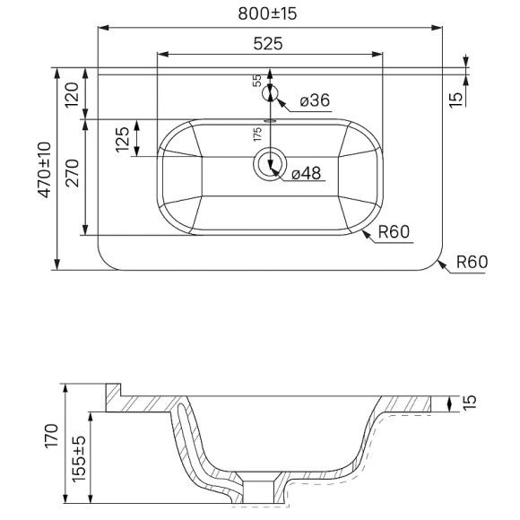 Тумба с раковиной Iddis Edifice 80 EDI80D0i95K подвесная Темно-серая