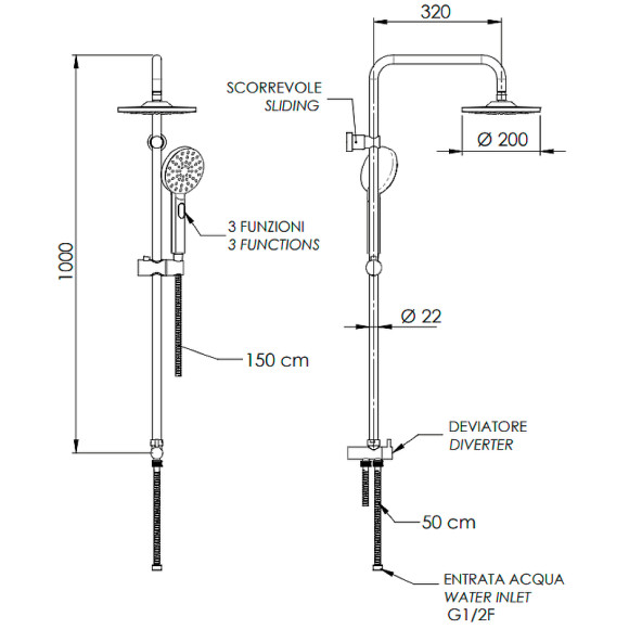 Душевая система Remer 330X8MPEC20NRA Хром Душевая система Remer 330X8MPEC20NRA Хром