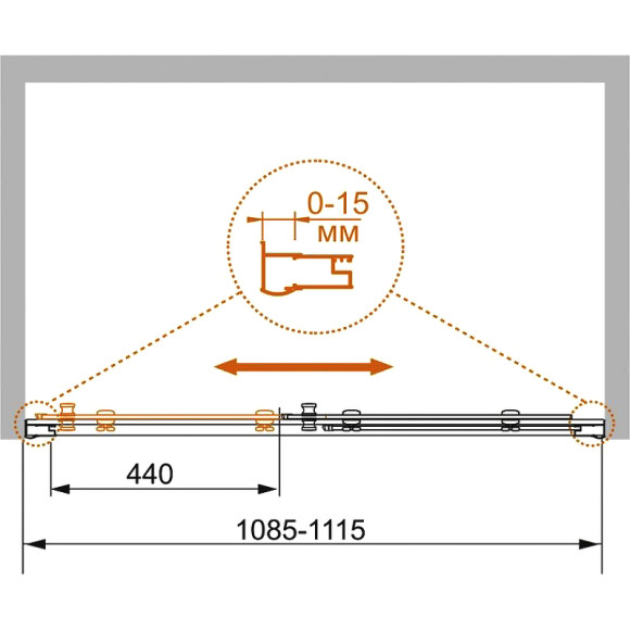 Душевая дверь Cezares Pratico 110 PRATICO-BF-1-110-C-Cr профиль Хром стекло прозрачное